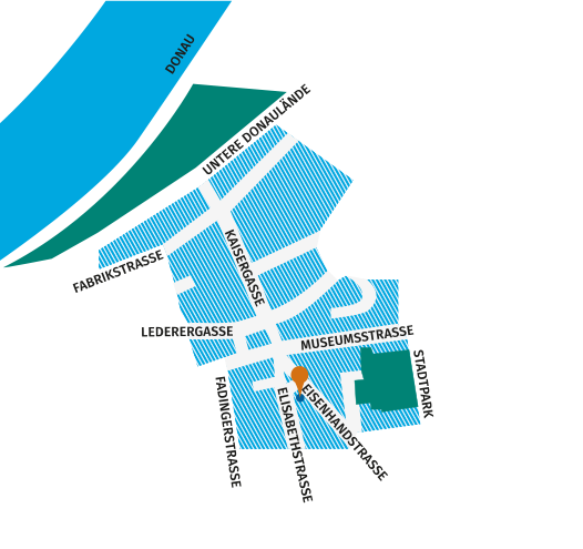 Karte auf der ersichtlich ist, dass die Praxis in der Elisabethstraße liegt, nicht weit von der Gabelung zur Eisenhandstraße